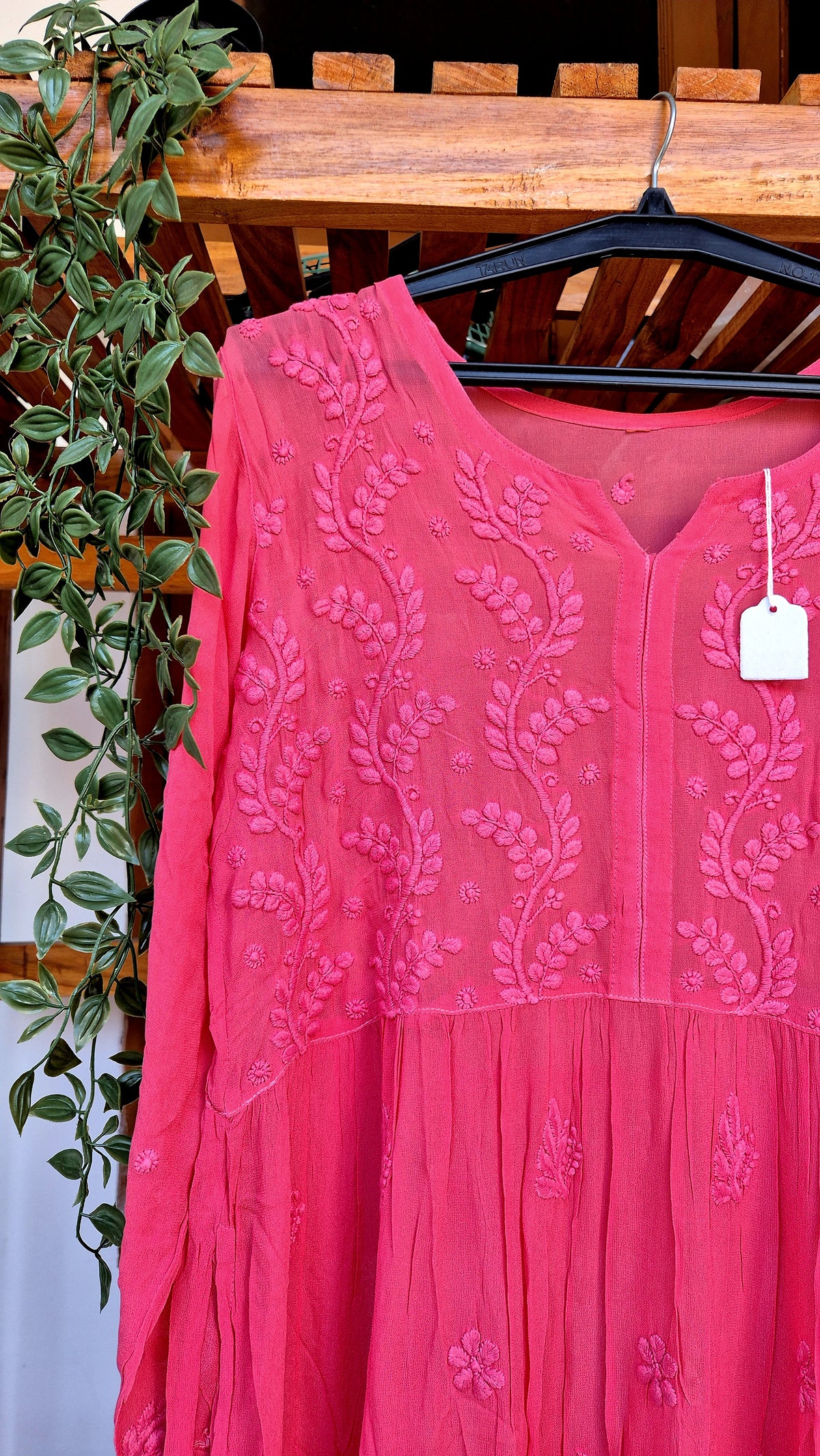 Zeba Premium georgette Chikankari gown by LVW Fashions featuring intricate handmade Lucknow Chikankari embroidery.