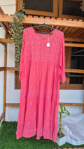 Zeba Premium georgette Chikankari gown by LVW Fashions featuring intricate handmade Lucknow Chikankari embroidery.