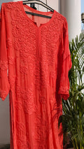Premium Georgette Chikankari Kurta by LVW Fashions featuring a handcrafted Lucknow-style blend of colorful shades.