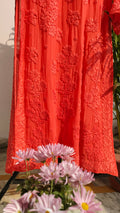 Handmade LVW Fashions Georgette Chikankari Kurta with blended shades and intricate embroidery, crafted in Lucknow.