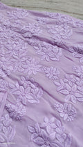 Handmade lavender Adaya Powder Chikankari kurta by LVW Fashions, featuring traditional Lucknow embroidery.