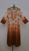 Auntie Adaya Premium Georgette Chikankari Long Kurta with intricate neck and daman embroidery, handcrafted by LVW Fashions.