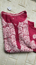 Adaya Surkh premium silk Chatak Chikankari Kurta with intricate back embroidery, handmade by LVW Fashions, featuring traditional Lucknow Chikankari.