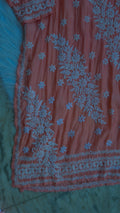 Alia Premium Silk Long Kurta by LVW Fashions with intricate handcrafted Lucknow Chikankari embroidery.