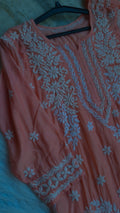 Alia premium silk long kurta by LVW Fashions with pure handcrafted Lucknow chikankari embroidery.