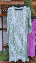 Lavender Feriha Premium Silk Chikankari Kurta by LVW Fashions, handmade Lucknow embroidery, luxurious look and intricate craftsmanship.