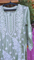 Feriha Premium Silk Chikankari Kurta by LVW Fashions featuring intricate Lucknow-style embroidery and luxurious handmade craftsmanship.