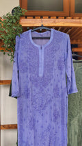 Lavender Arzoo luxury georgette Chikankari Kurta by LVW Fashions, handmade Lucknow embroidery, elegant and intricate design.