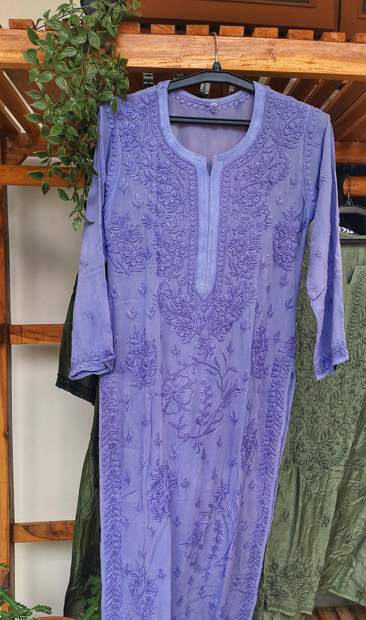 Lavender Arzoo premium georgette Chikankari kurta by LVW Fashions, handmade Lucknow embroidery, luxurious and elegant design.