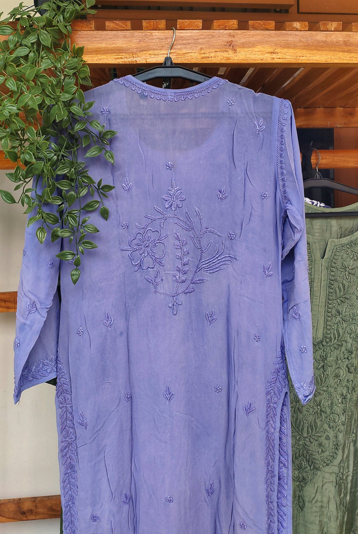 Lavender Arzoo luxury georgette Kurta with intricate handmade Lucknow Chikankari by LVW Fashions.
