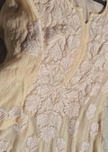 Azlyna Premium Silk Chikankari Long Kurta by LVW Fashions, handmade Lucknow chikankari in limited edition, shown in XXS size.
