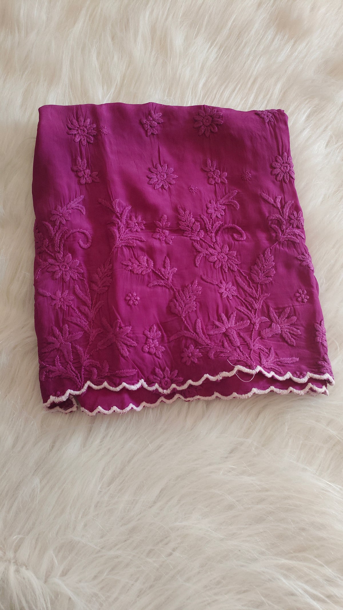 Handcrafted LVW Fashions long cotton silk Chikankari kurta with beautiful cutwork and delicate Lucknow embroidery.