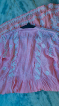 Beautiful ombre peach midi dress by LVW Fashions featuring handcrafted luxurious Lucknow chikankari embroidery.