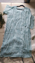Beautiful plus size premium silk Chikankari kurta by LVW Fashions featuring intricate handmade Lucknow-style embroidery.