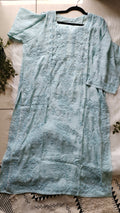 Beautiful plus size premium silk Chikankari kurta by LVW Fashions, handmade in Lucknow with intricate embroidery and luxurious look.