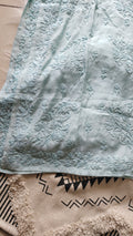Beautiful plus size premium silk Chikankari kurta by LVW Fashions featuring intricate handmade Lucknow embroidery.