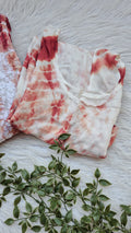 Beautiful handmade Georgatte tie-dye Chikankari Kurta by LVW Fashions, featuring intricate Lucknow Chikankari embroidery.