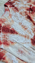 Beautiful handmade Georgatte tie-dye Chikankari Kurta by LVW Fashions featuring intricate Lucknow Chikankari embroidery.