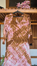 Beautiful tie-dye Do Taar Chikankari on premium georgette straight long kurta by LVW Fashions, featuring intricate Lucknow Chikankari.