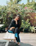 Black premium soft modal handcrafted long Chikankari Kurti for women, stylish and elegant, by LVW Fashions, featuring traditional Lucknow embroidery