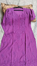 LVW Fashions handmade soft cotton Chikankari long kurti with intricate Lucknow-style embroidery, stylish and comfortable for women.