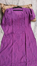 Bringle Premium Soft Cotton Chikankari Long Kurti by LVW Fashions, handmade Lucknow Chikankari kurta in soft cotton fabric.