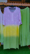 LVW Fashions handmade Chikankari Kurta set in premium georgette with intricate Lucknow chikankari embroidery, front view.