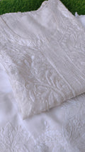 Handmade Chanderi Chikankari embroidery kurta by LVW Fashions, featuring intricate Lucknow Chikankari craftsmanship.