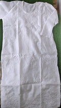 Handmade Chanderi Chikankari embroidery kurta by LVW Fashions, featuring intricate Lucknow Chikankari craftsmanship.