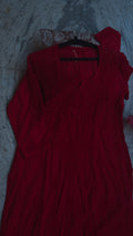 Cherry red LVW Fashions handmade Chikankari kurta in premium modal soft cotton, non-transparent, featuring intricate Lucknow embroidery.