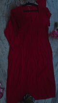 Cherry red LVW Fashions handmade Chikankari kurta in premium modal soft cotton, non-transparent, with intricate Lucknow embroidery.