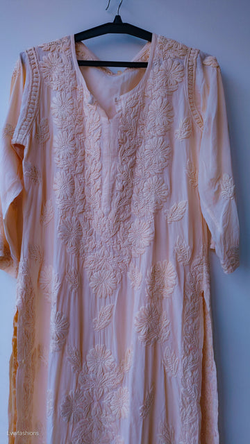 Deep amethyst LVW Fashions handmade Chikankari Kurti in premium modal silk cotton with intricate Lucknow embroidery.