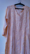Deep amethyst LVW Fashions handmade Chikankari Kurti in premium modal silk cotton with intricate Lucknow embroidery, XS size.