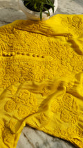 Dove Premium Resham Silk Chikankari Kurta by LVW Fashions, handmade Lucknow chikankari with a super shiny finish.