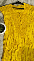 Dove Premium Resham Silk Chikankari Kurta by LVW Fashions, handmade in Lucknow with intricate super-shining embroidery.