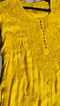 Dove Premium Resham Silk Chikankari Kurta by LVW Fashions, handmade Lucknow chikankari with a super shining finish.