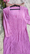 Handmade LVW Fashions Chikankari Kurta in premium soft modal cotton, featuring intricate Lucknow Chikankari embroidery.