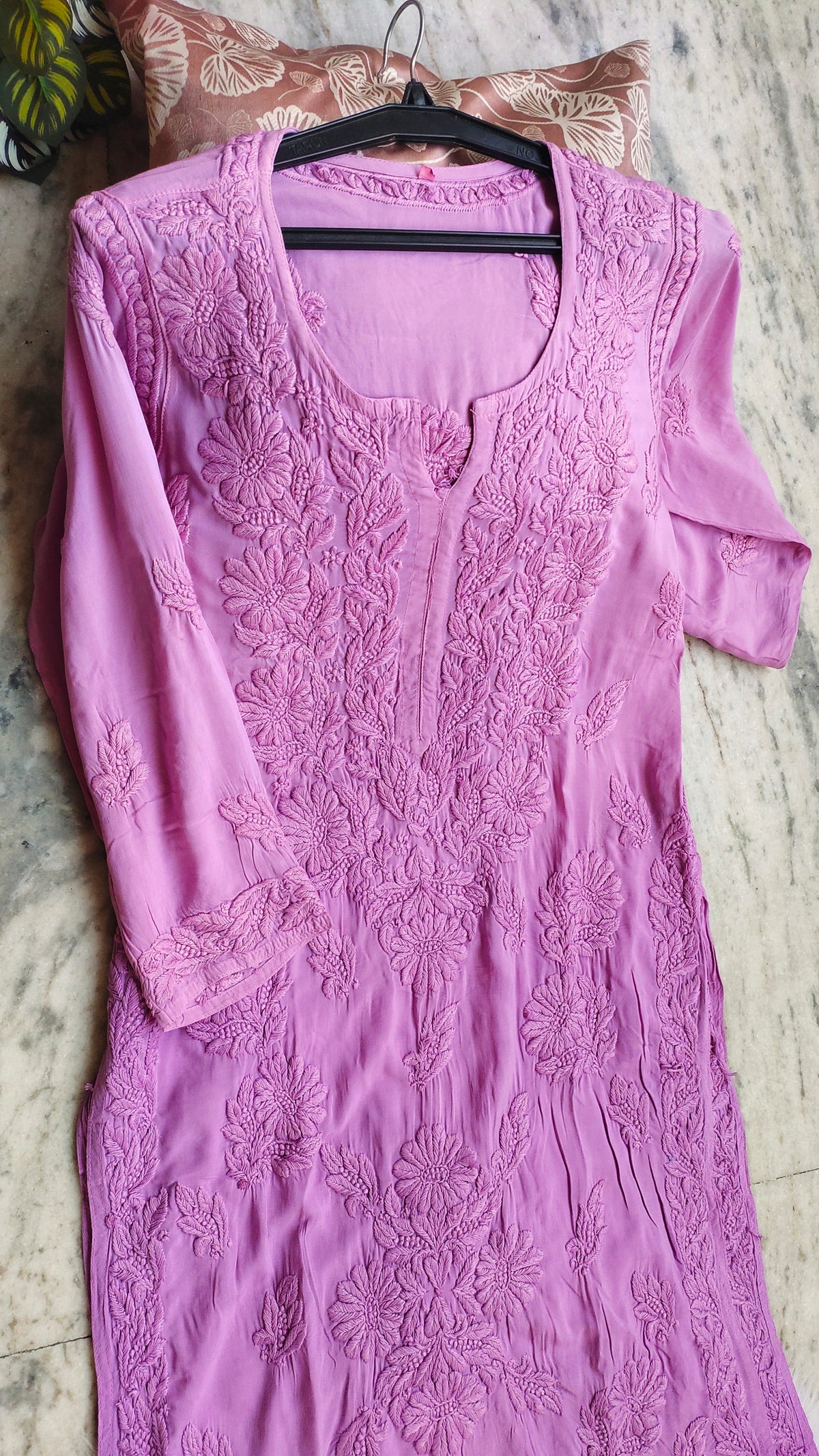 Handmade LVW Fashions Chikankari Kurta in premium soft modal cotton, featuring intricate Lucknow embroidery.