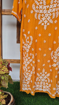 Elif Premium Silk Chikankari Kamdani Kurta Set by LVW Fashions, luxurious handmade Lucknow Chikankari kurta in intricate embroidery.