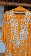 Elif Premium Silk Chikankari Kurta Set by LVW Fashions, luxurious handmade Lucknow chikankari with intricate Kamdani embroidery.