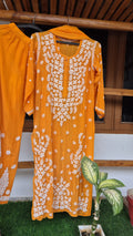 Elif Premium Silk Chikankari Kurta Set by LVW Fashions, luxurious handmade Lucknow chikankari silk kurta with intricate embroidery.