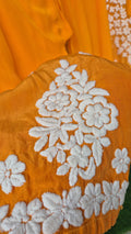 Elif Premium Silk Chikankari Kurta Set by LVW Fashions, luxurious handmade Lucknow chikankari with intricate embroidery.