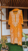 Elif Premium Silk Chikankari Kurta Set by LVW Fashions, luxurious handmade Lucknow chikankari silk kurta with intricate embroidery.