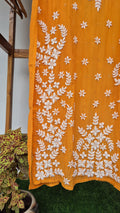 Elif Premium Silk Chikankari Kamdani Kurta Set by LVW Fashions, luxurious handmade Lucknow Chikankari silk kurta with intricate embroidery.
