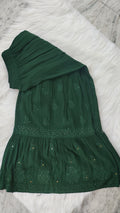 Handmade Lucknow Chikankari kurta and luxurious georgette Gharara set by LVW Fashions, elegant traditional attire.