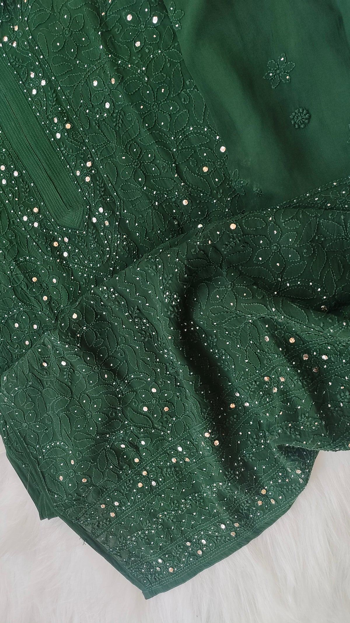 Luxurious Falak premium georgette Gharara set with intricate handmade Lucknow Chikankari kurta by LVW Fashions.