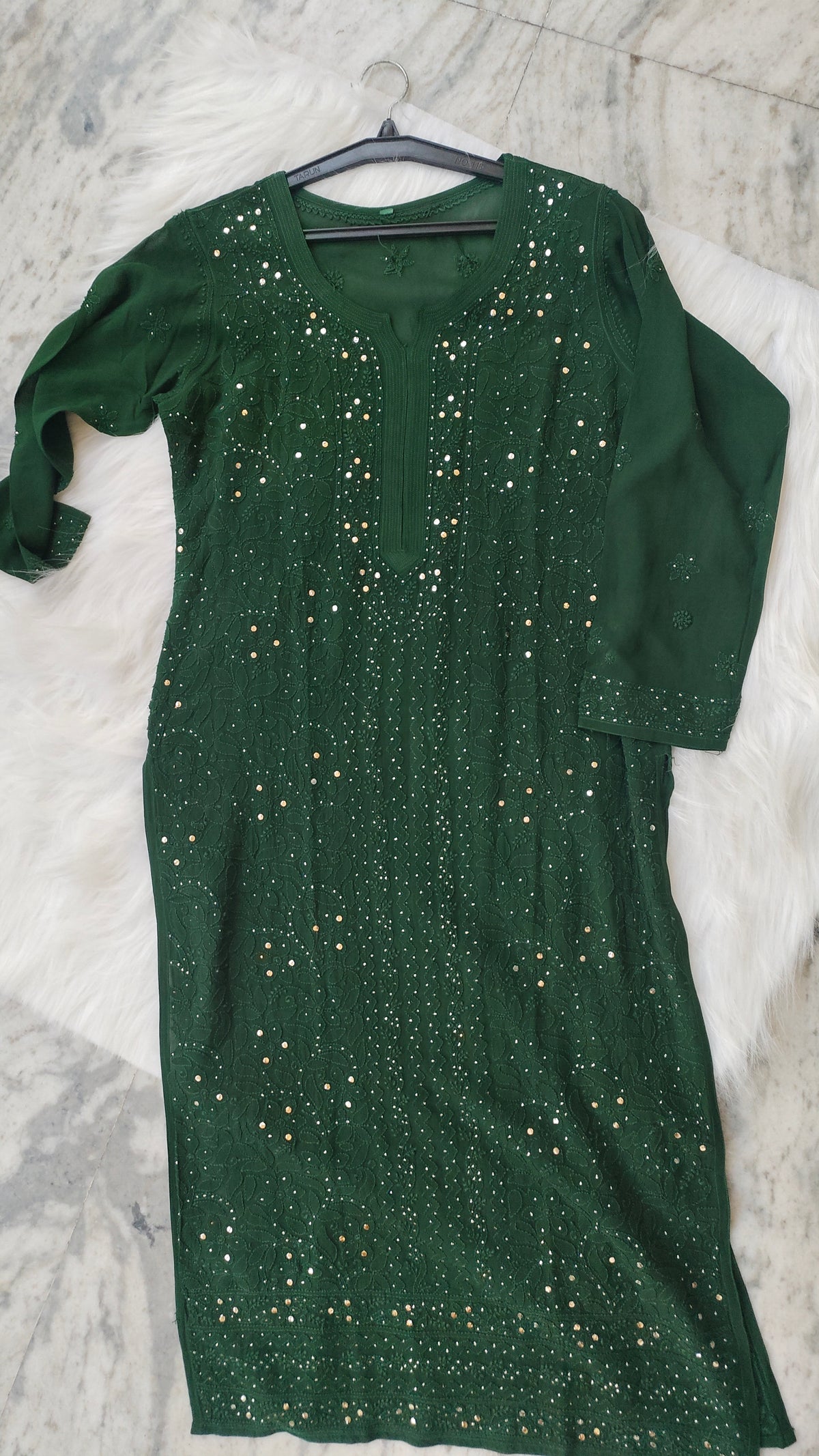 Handmade LVW Fashions Georgette Chikankari Gharara Set with a luxurious kurta, intricate Lucknow chikankari embroidery.