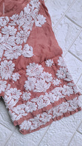 LVW Fashions Farah premium silk long kurta with intricate Lucknow chikankari embroidery, luxurious and handcrafted for elegant style.
