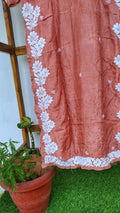 LVW Fashions Farah premium silk long kurta with intricate handmade Lucknow chikankari embroidery, luxurious and elegant.