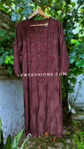 LVW Fashions premium silk long Kurta with intricate Lucknow Chikankari in a luxurious, beautiful shaded design.